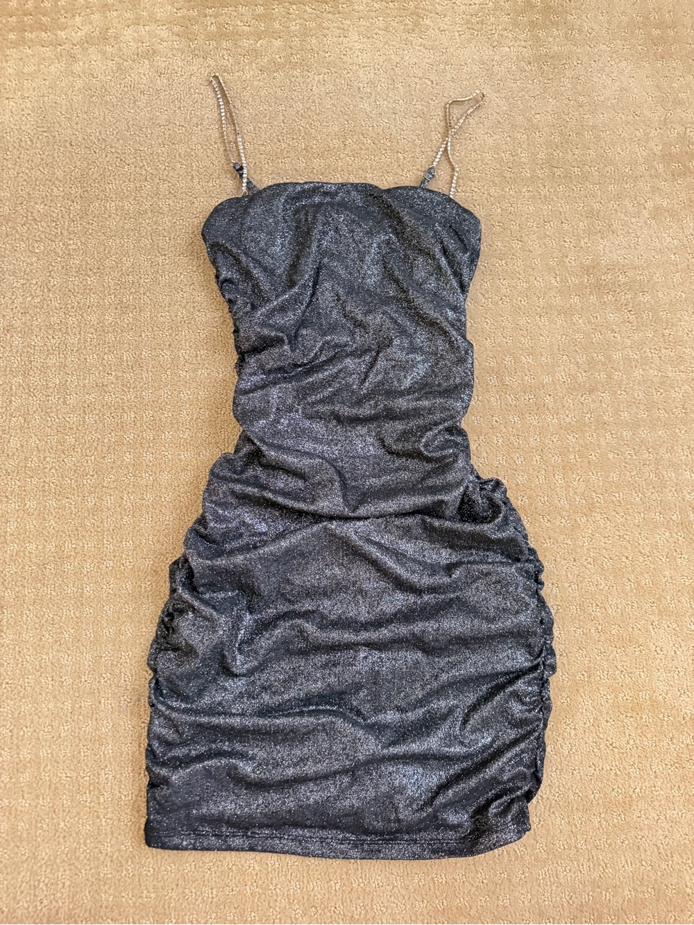 Strapless Sparkle Bodycon Dress - Black